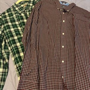 TWO MEN'S PLAID DRESS BUTTON DOWN SHIRTS XXL WRANGLER & IZOD